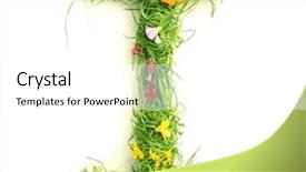  Presentation with white letters - PPT theme consisting of letters made of flowers and grass isolated on white background and a white colored foreground
