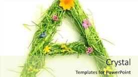  Presentation with white letters - PPT theme featuring letters made of flowers background and a blonde colored foreground
