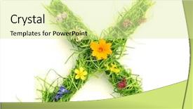  Presentation with white letters - Presentation theme enhanced with letters made of flowers and grass isolated on white background and a blonde colored foreground
