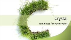  Presentation with letter - Cool new presentation theme with letters made of grass - c backdrop and a soft green colored foreground