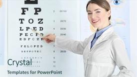  Presentation with ophthalmologist - PPT theme with letters of eye chart background and a sky blue colored foreground