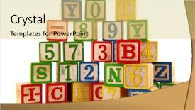  Presentation with white letters - Audience pleasing PPT theme consisting of letters on educational blocks backdrop and a yellow colored foreground