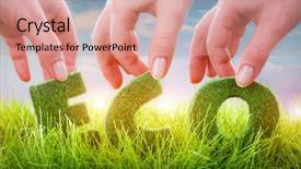  Presentation with elegant abstract of blue green - PPT theme enhanced with letters on the green grass background and a coral colored foreground