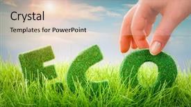  Presentation with blue green - Beautiful slide set featuring letters on the green grass backdrop and a lemonade colored foreground