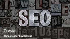  Presentation with search engine - Colorful theme enhanced with letters seo made from old backdrop and a dark gray colored foreground