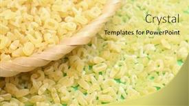  Presentation with dropping letters - Audience pleasing PPT theme consisting of letters-shaped-uncooked-pasta backdrop and a blonde colored foreground