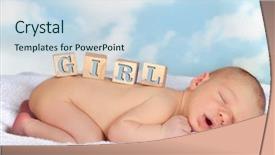  Presentation with baby blocks - Slides enhanced with lettter - four toy blocks with girl background and a sky blue colored foreground