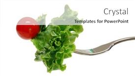  Presentation with lettuce - Colorful theme enhanced with food vegan vegetarian restaurant - lettuce and tomato backdrop and a white colored foreground