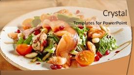  Presentation with salmon fish - Amazing presentation design having lettuce cucumbers radicchio nuts pomegranate backdrop and a coral colored foreground