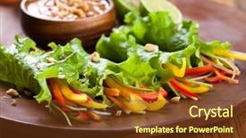  Presentation with peanut - Amazing PPT theme having lettuce wraps with peanut dipping backdrop and a tawny brown colored foreground