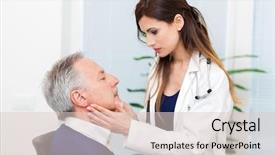  Presentation with leukemia - Cool new presentation design with leukemia - doctor checking the lymph nodes backdrop and a lemonade colored foreground