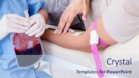  Presentation with blood transfusion - Slide set enhanced with leukemia - patient getting blood transfusion background and a sky blue colored foreground