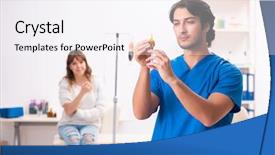  Presentation with leukemia - Colorful slide deck enhanced with leukemia - young male foctor and female backdrop and a sky blue colored foreground