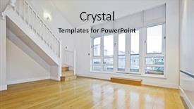  Presentation with living room - Presentation theme featuring level living room with wood background and a light gray colored foreground