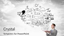  Presentation with book wide open - Amazing slide set having level success - businessman with opened book backdrop and a  colored foreground