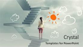  Presentation with altitude - Cool new slides with level success - girl painter draw her positive backdrop and a light gray colored foreground