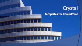  Presentation with modern building - Beautiful PPT theme featuring level up - modern building backdrop and a ocean colored foreground