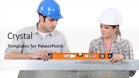  Presentation with spirit - Amazing PPT theme having levels competency - couple using spirit-level on wall backdrop and a lemonade colored foreground