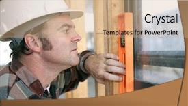  Presentation with carpenter - Theme having levels competency - horizontal view of a carpenter background and a coral colored foreground