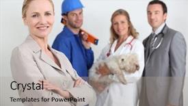  Presentation with various town newspaper headline - Slide deck featuring levels competency - various professions background and a light gray colored foreground