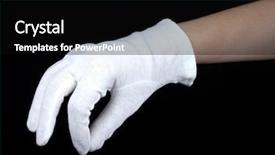  Presentation with black hand - Slide set enhanced with levels support - cloth glove on hand background and a black colored foreground