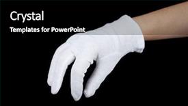  Presentation with black hand - Slide set with levels support - cloth glove on hand background and a black colored foreground