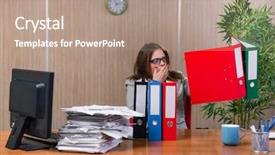  Presentation with stress - Slides with lever - businesswoman under stress working background and a coral colored foreground