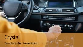  Presentation with driving - Slide set featuring lever - close up of hand background and a gold colored foreground