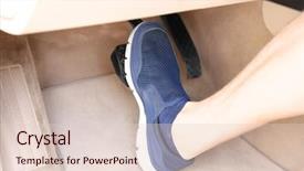  Presentation with car - Amazing slide set having lever - foot pressing pedal of car backdrop and a lemonade colored foreground