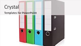  Presentation with monarch butterfly isolated on white - Colorful slide deck enhanced with lever - ring binders isolated on white backdrop and a white colored foreground