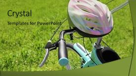  Presentation with stem - Slides enhanced with lever action - bicycle stem and helmet background and a gold colored foreground