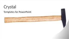  Presentation with octopus on isolated white - Presentation theme enhanced with leverage - hammer isolated on white background and a  colored foreground