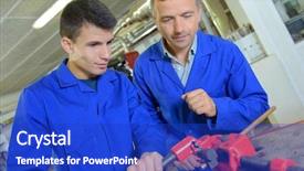  Presentation with machinery - Theme with leverage - teacher encouraging apprentice using machinery background and a  colored foreground