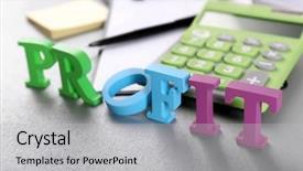  Presentation with profit - PPT theme with levis - alphabet profit and calculator background and a light gray colored foreground