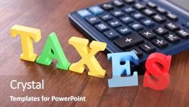  Presentation with taxes - Slide set consisting of levis - alphabet taxes and calculator background and a tawny brown colored foreground
