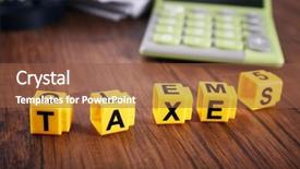  Presentation with taxes - Audience pleasing slide set consisting of levis - alphabet taxes and calculator backdrop and a tawny brown colored foreground