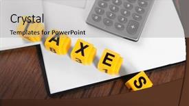  Presentation with taxes - Colorful PPT theme enhanced with levis - alphabet taxes and calculator backdrop and a light gray colored foreground
