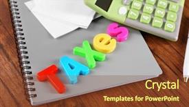  Presentation with taxes - Beautiful PPT theme featuring levis - alphabet taxes and calculator backdrop and a tawny brown colored foreground