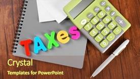  Presentation with taxes - Presentation design consisting of levis - alphabet taxes and calculator background and a tawny brown colored foreground