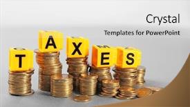  Presentation with taxes - Audience pleasing PPT theme consisting of levis - alphabet taxes and golden coins backdrop and a white colored foreground