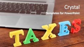  Presentation with taxes - Slide set enhanced with levis - alphabet taxes and laptop background and a violet colored foreground