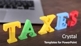  Presentation with taxes - Slide set enhanced with levis - alphabet taxes and laptop background and a tawny brown colored foreground