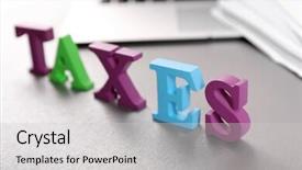  Presentation with taxes - Amazing PPT theme having levis - alphabet taxes and laptop backdrop and a light gray colored foreground