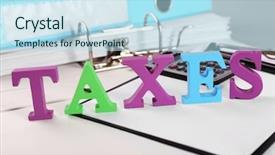 Presentation with taxes - Beautiful PPT theme featuring levis - alphabet taxes with calculator backdrop and a light blue colored foreground