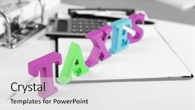  Presentation with taxes - Beautiful presentation design featuring levis - alphabet taxes with calculator backdrop and a white colored foreground