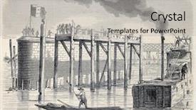  Presentation with antique - PPT theme with levis - antique illustration shows building site background and a light gray colored foreground