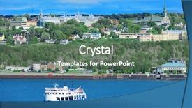  Presentation with boat river - Colorful slide set enhanced with levis - ferry boat in river backdrop and a gray colored foreground