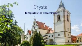  Presentation with town hall - Slides featuring levoca-slovakia-old-town-hall background and a sky blue colored foreground