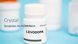  Presentation with levodopa - PPT theme consisting of levodopa-is-a-medication-used background and a sky blue colored foreground