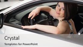  Presentation with self driving car - PPT layouts with lexus - portrait of a beautiful brunette background and a light gray colored foreground
